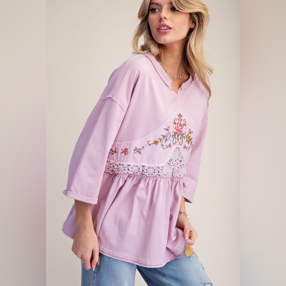 One Left! Italian Sunrise Baby Doll in Mauve Mosaic By Easel Los Angeles